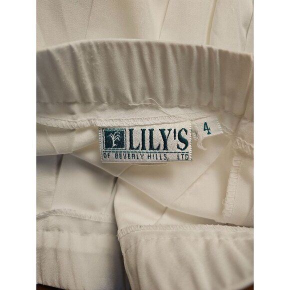 White Pleated Mini Skirt By Lilys Of Beverly Hills W/ Red & Gingham Trim Size 4 - Picture 3 of 3